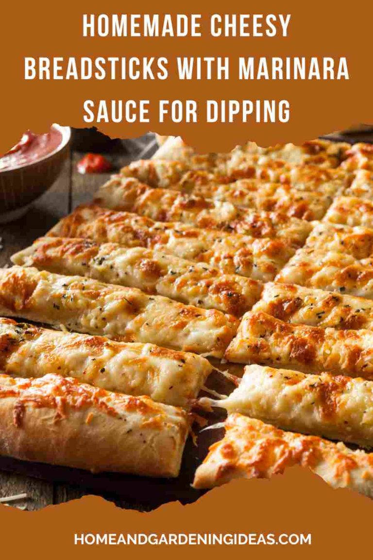 Homemade Cheesy Breadsticks With Marinara Sauce For Dipping Home And